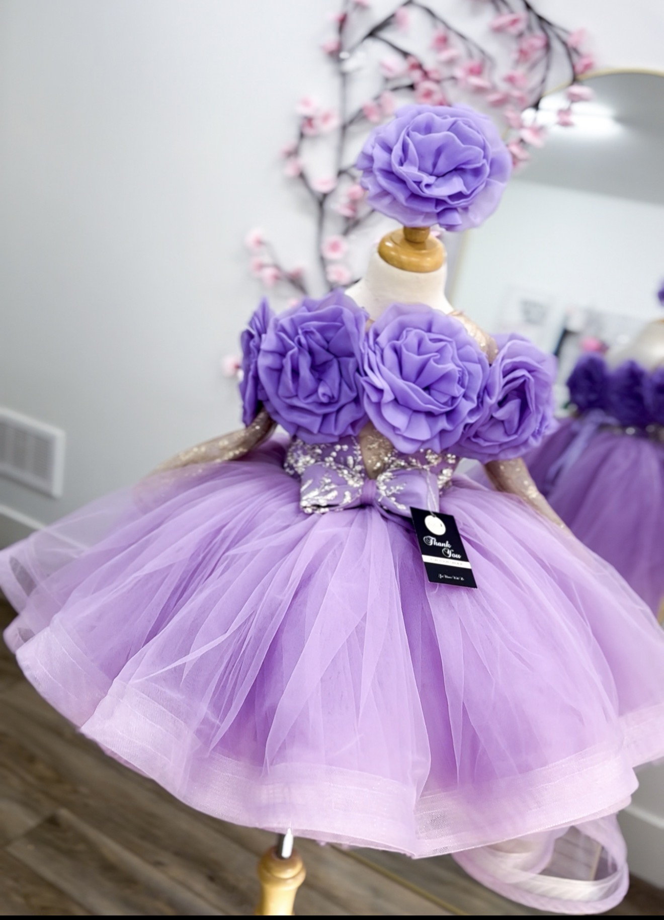 Lilac rosette ballgown