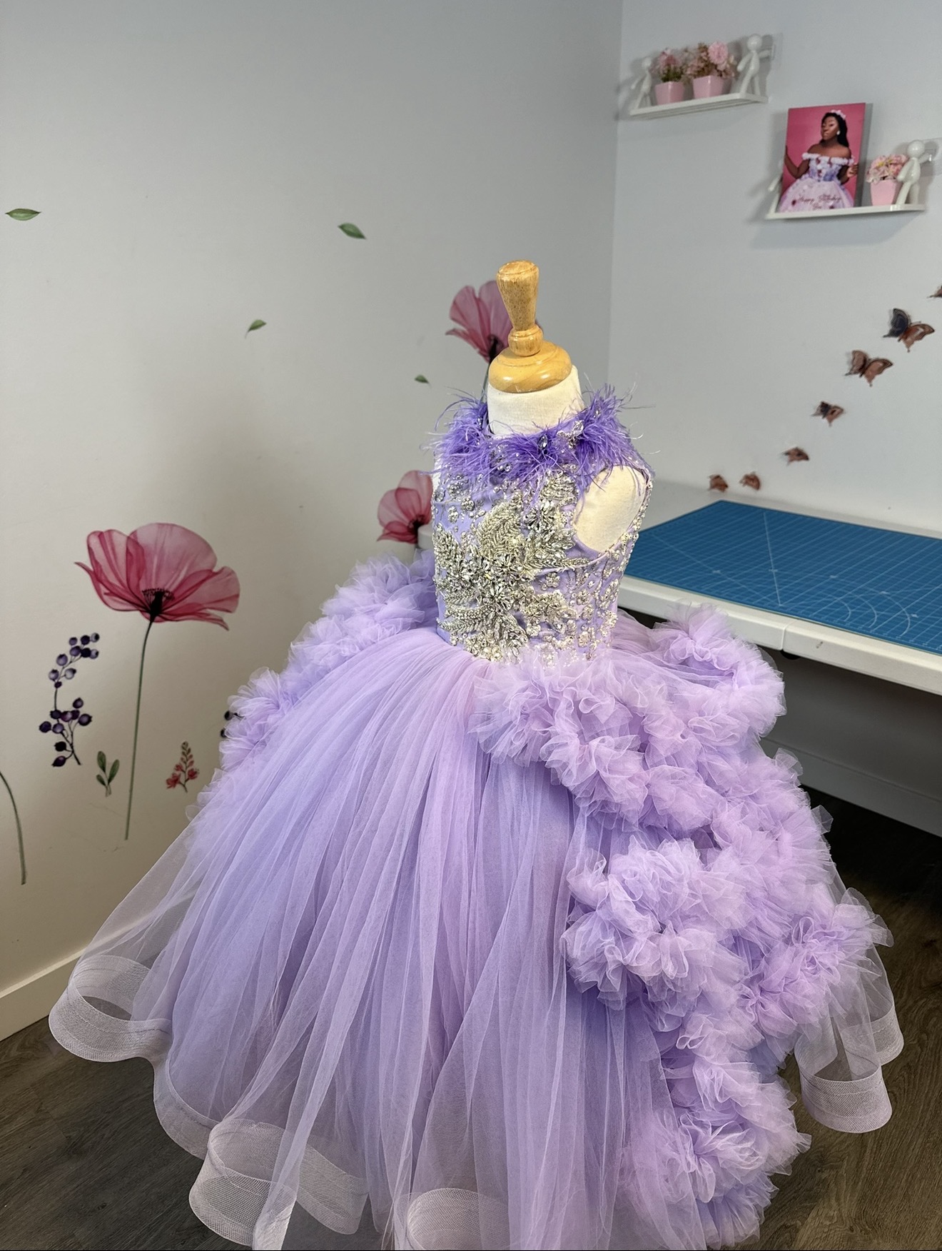 Lilac crystal bodice ballgown