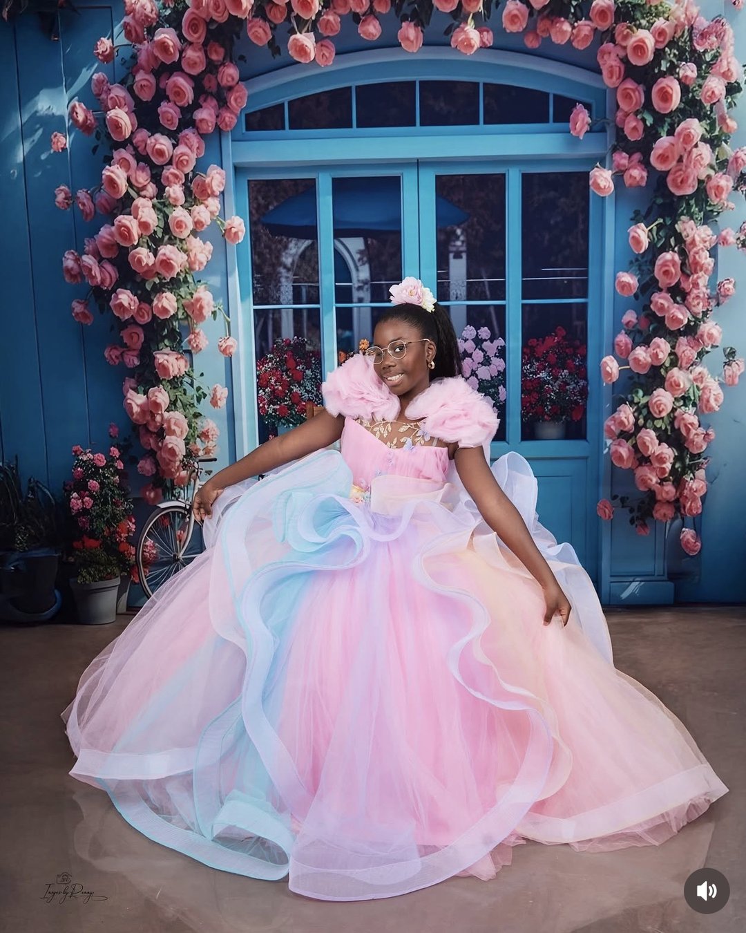 Pastel rainbow tulle ballgown